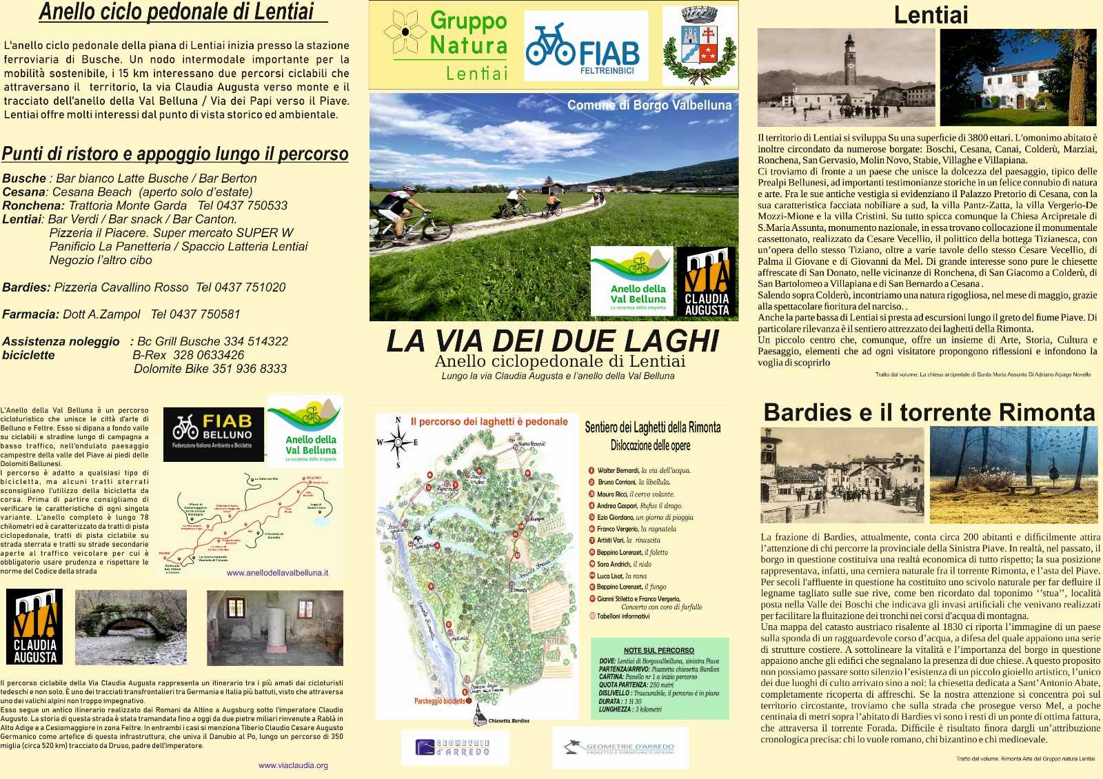 Informazioni utili dell'anello Ciclopedonale di Lentiai Fronte
