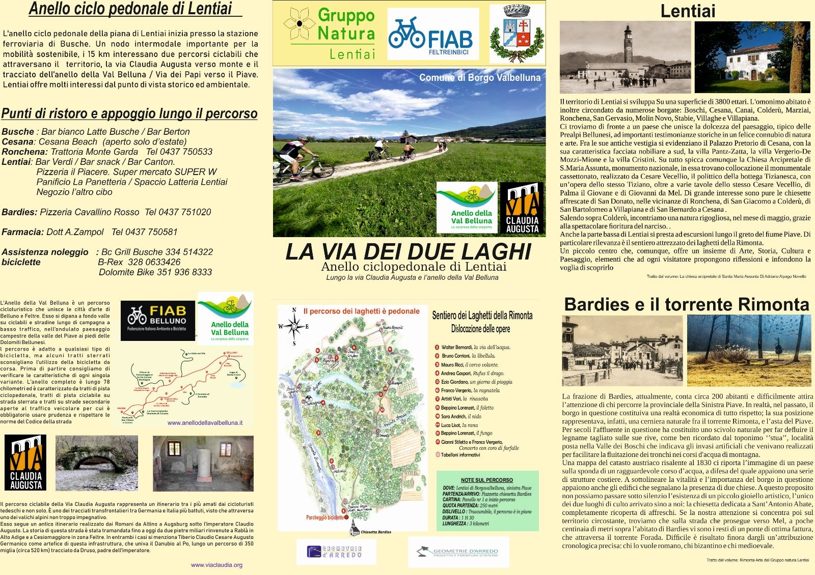 Informazioni utili dell'anello Ciclopedonale di Lentiai Fronte