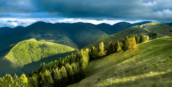 Foto di un panorama collinare di Lentiai