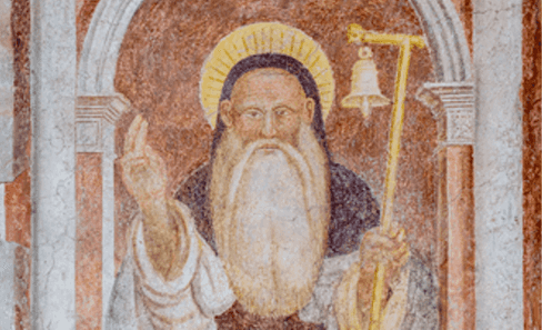 Particolare di un affresco raffigurante Sant'Antonio Abate
