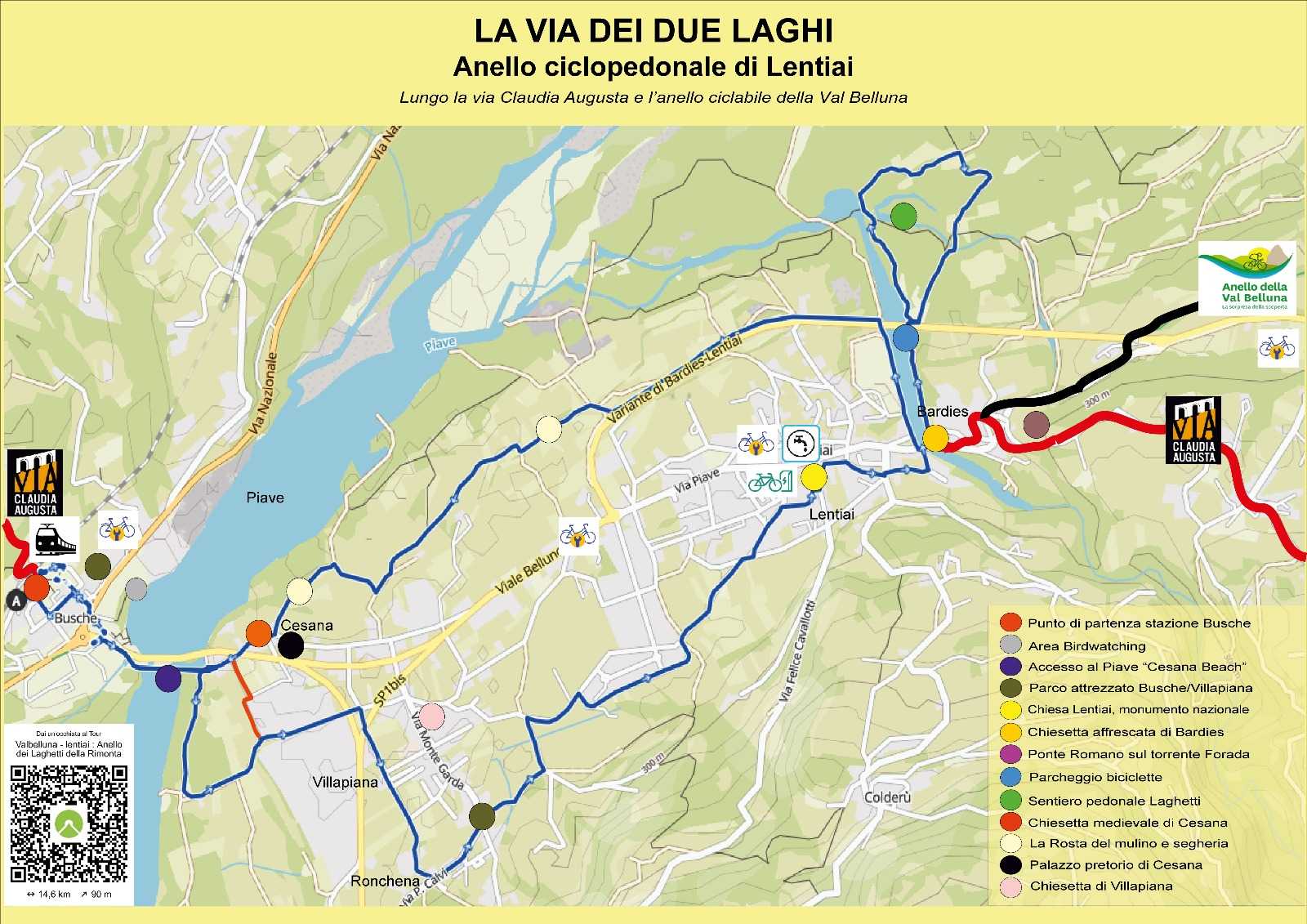 Cartina dell'anello Ciclopedonale di Lentiai